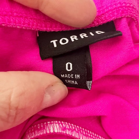 Torrid | Bright Pink Jersey Off Shoulder Bell Sleeves Skater Dress Sz. 0 - Picture 6 of 6